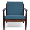 Teak blauw groene lounge stoel