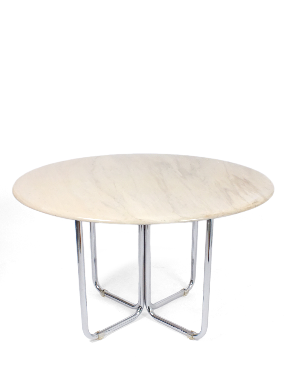 Round dining table chrome legs and natural stone top VAEN