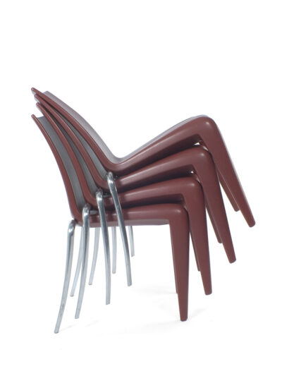 12 bordeaux rode stoelen - Vitra - Starck