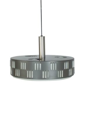 Grijs metalen hanglamp met glazen buisjes