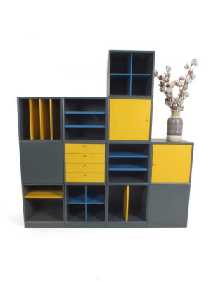 modulaire blauw gele kast pastoe