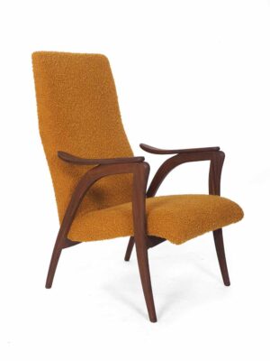 Teak vintage chair boucle