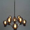 Hanglamp met 8 glazen kappen metalen frame