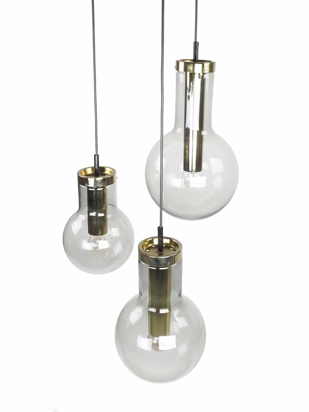 Glass Brass Set of 3 max bulb lights raak