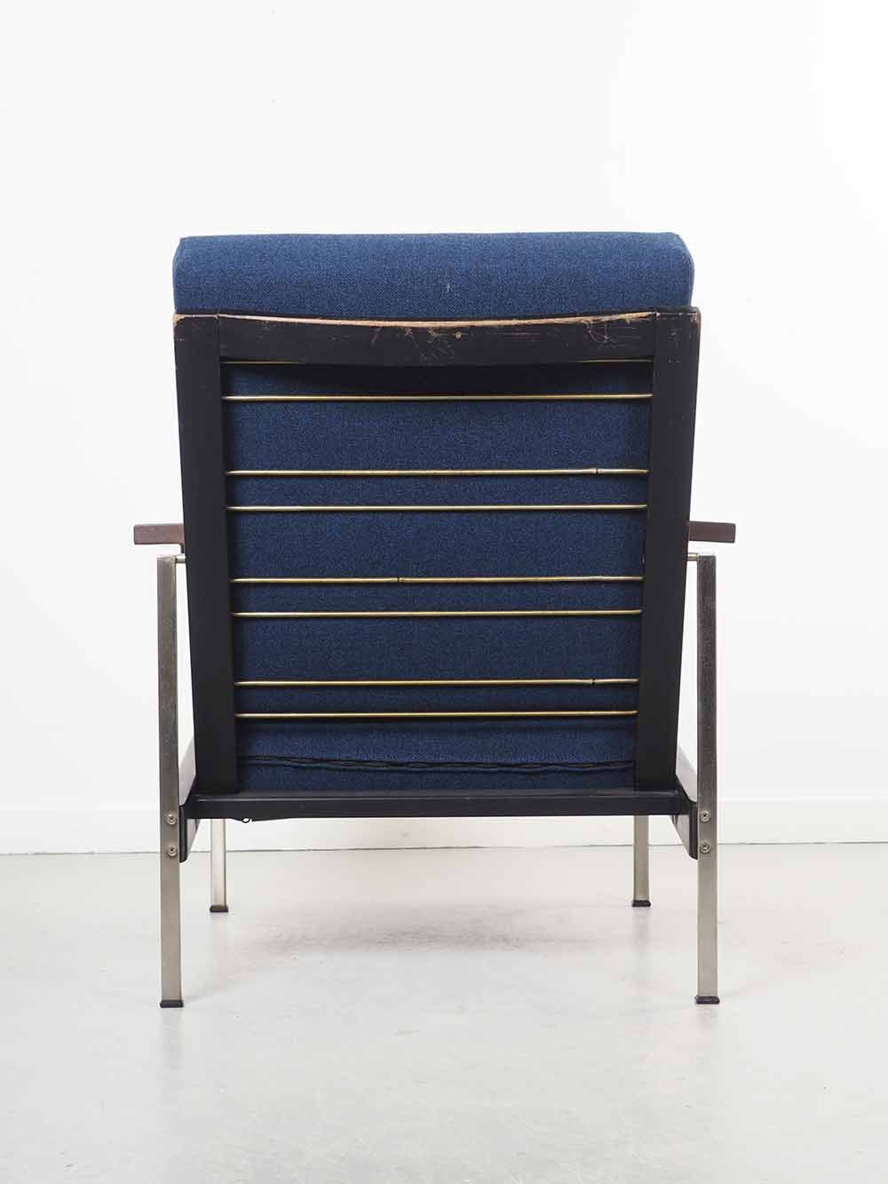Donkerblauwe vintage lounge stoelen donkerblauw