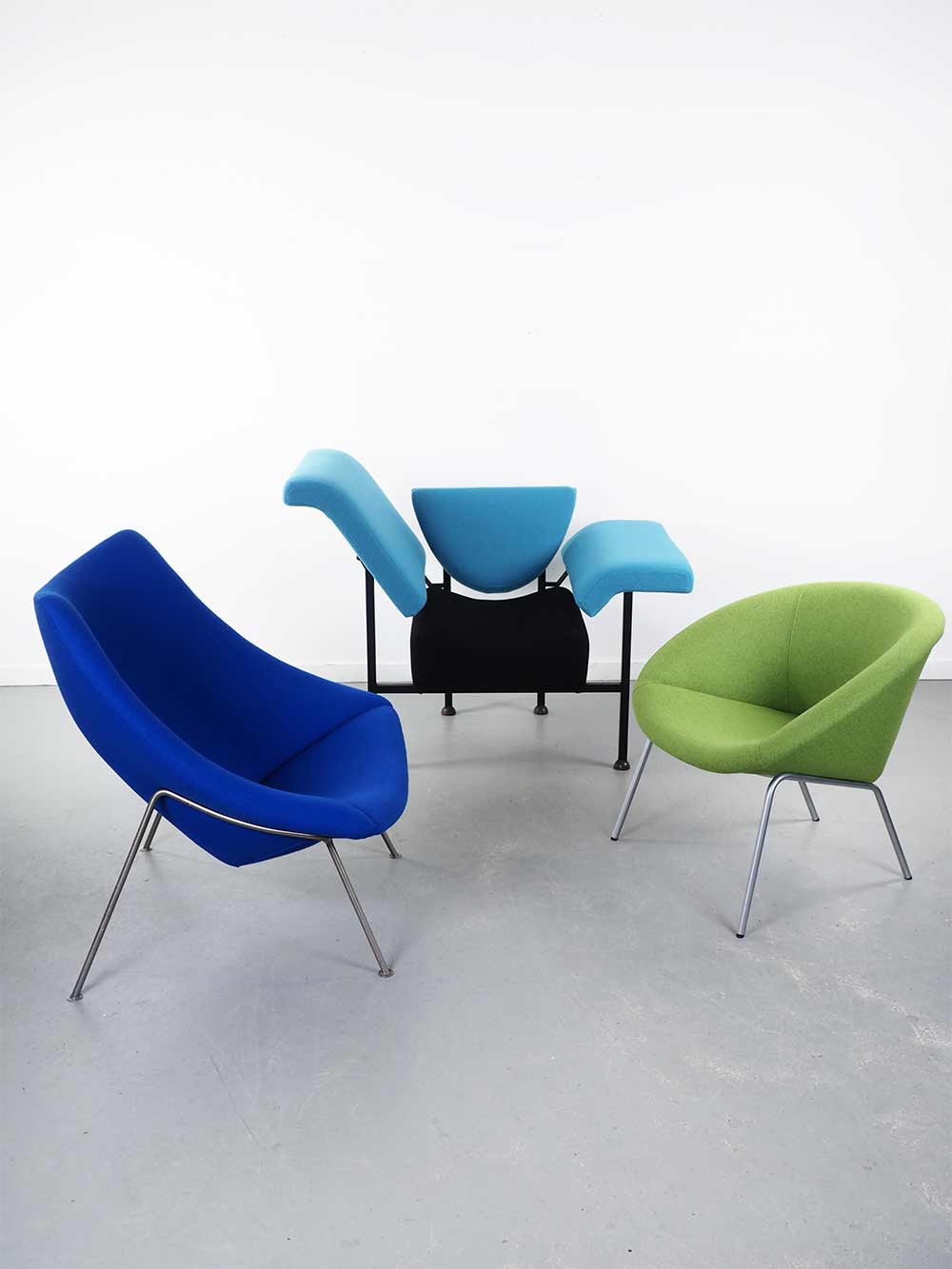 3 vintage design chairs reupholstered