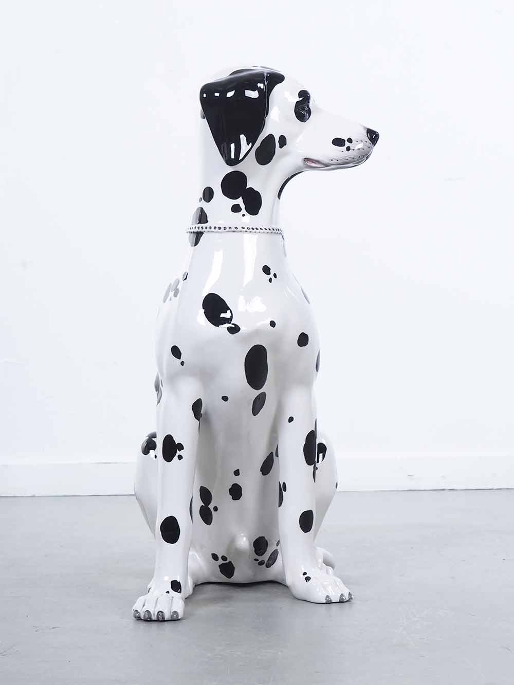Porceleinen zwart witte hond dalmatier Italiaans handgeschilderd