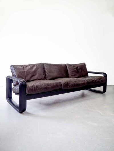 Sofa Rosenthal Burkhard Vogtherr hombre series brown leather black ash wood